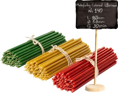 Produktbild von 150 St Mehrfarbiger Set von Bienenwachskerzen 3 Farben  №140: gelb, grün,rot