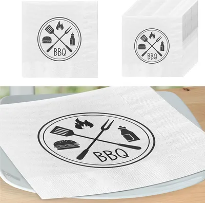 Produktbild von Servietten 'BBQ' 60er Set 33x33cm 3-lagig Papierserviette stoffähnlich Grillzubehör Tischdeko Grillserviette