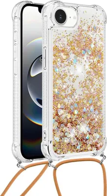 Produktbild von iPhone 16e / 17e Hülle - Coverup Liquid Glitzer Back Cover mit Handykette - Gold