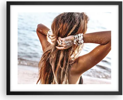 Produktbild von Gerahmtes Poster - Schwarzer Rahmen - Haare Frau Strand - 50x40 cm - Wand Bild - Wanddeko - Wandbilder - Kunstposter - Wandposter - Bilderrahmen - Bilder - Kunstdruck - P2BAA50x40-4613