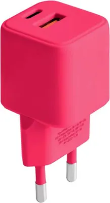 Immagine prodotto di Forever COLORUM, caricabatterie per telefoni cellulari per tutti gli iPhone, Xiaomi, Huawei, Motorola e Samsung, caricatore rapido + USB-A + USB-C PD 30W CLS30-AC-10 Rosso