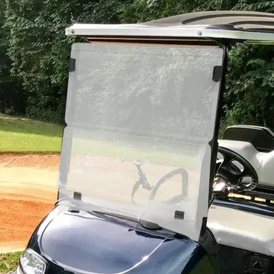Imagen del producto de Parabrisas para Golfkar – Acrílico transparente plegable – Resistente a la intemperie – Adecuado para modelos específicos