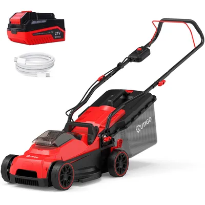 Produktbild von OUTIGO Akku-Rasenmäher 21 V, 33 cm Schnittbreite, bis 250 m², 32L Fangkorb, 25-65 mm Schnitthöhe, Mulchfunktion, inkl. 5,0 Ah Akku