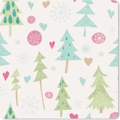 Produktbild von MuchoWow® Mauspad Mousepad Winter - Wald - Muster - Schnee - Pastell 20x20 cm - Mousepads - Maus Mat - Pad - Mausunterlage - Desk Mat - Bureauartikeln