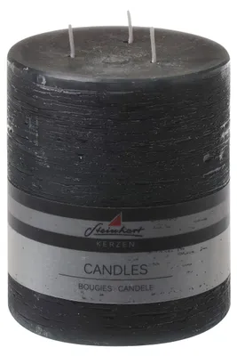 Produktbild von 3-Docht Stumpenkerze "Raureif" Anthrazit 140/120 mm
