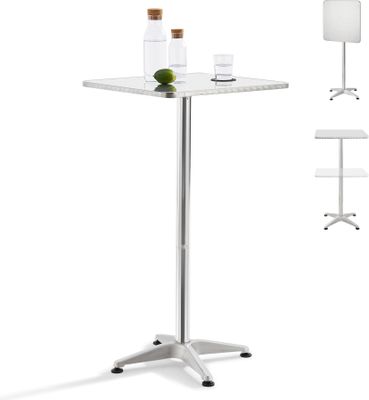 2in1 Stehtisch Järpen 75 / 115 cm Höhenverstellbar Bartisch Quadratisch klappbar Bistrotisch indoor outdoor Aluminiumgestell Silber
