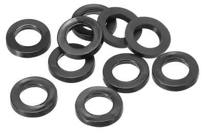 Produktbild von Flache Gummiringe, 10 Stück, 10 mm Innendurchmesser, 16 mm Außendurchmesser, 2,5 mm dick, schwarz