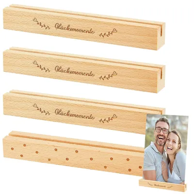 Image de Supports en bois, lot de 4, pour cartes de table et cadeaux photo