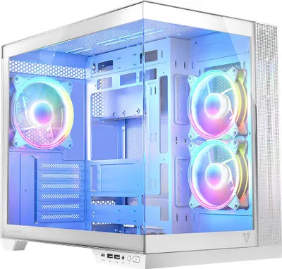 Produktbild von MODECOM Volcano Panorama Apex ARGB 3F Weiß, PC-Gehäuse Midi Tower, passend für ATX, 3 ARGB Lüfter, Staubfilter, Kabelmanagement