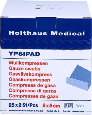 Zdjęcie produktu dla Holthaus YPSIPAD kompres z gazy, 5 x 5 cm | opakowanie (50 sztuk)