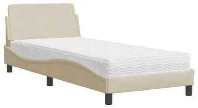 Produktbild von vidaXL Bett mit Matratze "Dover" Creme 90x200 cm Stoff
