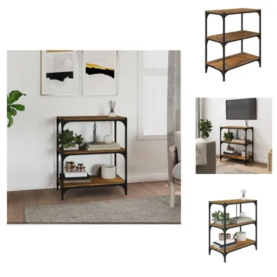 Obrázok produktu pre vidaXL Regál na knihy smoke oak 60x33x70,5 cm materiál na báze dreva a ocele - Regály a knižnice