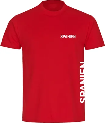 Produktbild von multifanshop Kinder T-Shirt - Spanien - Brust & Seite, rot, Größe 152