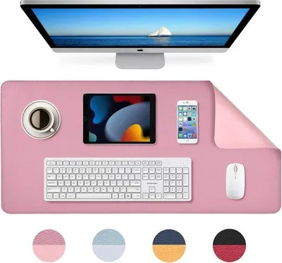Produktbild von Famanu Schreibtischunterlage - wasserfest 80 x 40 cm - ideal für Büro oder Zuhause - doppelseitig (rosa - lila)