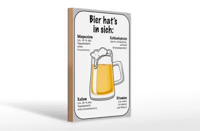Produktbild von Holzschild Spruch 20x30cm Bier Magnesium Kalium Vitamine