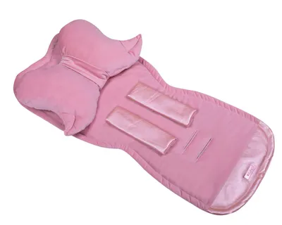 Produktbild von Universal Kinderwagenauflage mit Kissen | Sitzeinlage für Buggy & Sportwagen | Atmungsaktive Kinderwagen-Matratze Wendbar, Rosa