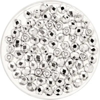 Produktbild von Glasschliffperlen 6 mm 50 Stück silberfarben