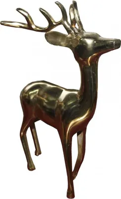 Produktbild von Casa Padrino Designer Deko Hirsch Figur Gold - poliertes Aluminium - 28 x 14 x 36 cm