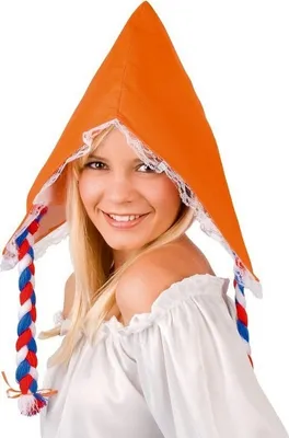 Produktbild von Orange Bauernmütze aus Polyester mit Zöpfen, Einheitsgröße für Kinder und Erwachsene