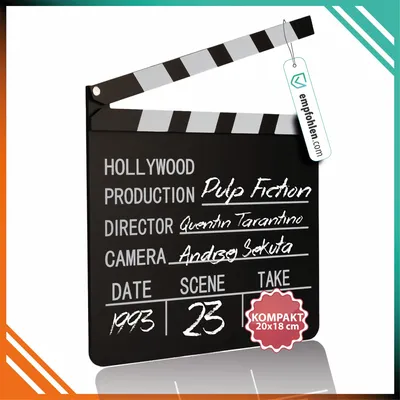 Produktbild von Filmklappe aus Holz Regieklappe 20x18 cm für Dekoration & Filmdrehs; Clapboard für Party, Hochzeit & Filmset; Wahlweise