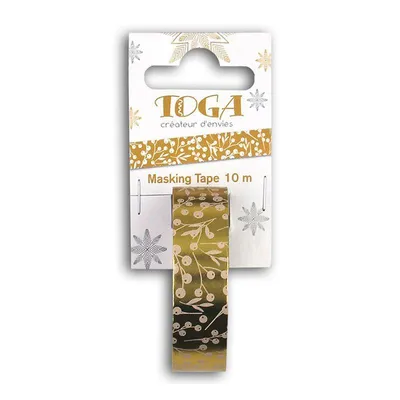 Immagine prodotto di Nastri washi dorati con foglie natalizie - 15 mm x 5 m