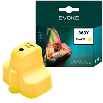Obrázok produktu pre Kompatibilné atramenty Evoke pre tlačiarne HP 363, HP363, C8773EE, žltá farba, objem 11 ml, výtlačnosť 960 strán, vhodné pre modely PhotoSmart 3210, 3310, 8250, C5180, 6180, 6280, 7180, 7280, 8180, D6160, 7160, 7260, 7360, 7460