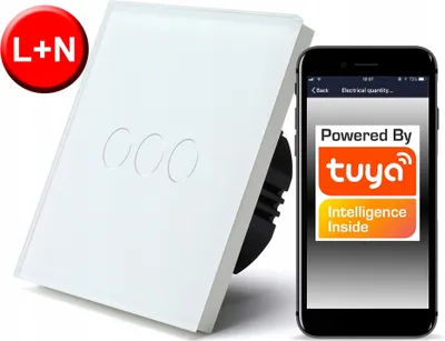 Zdjęcie produktu dla Włącznik Dotykowy WiFi TUYA 3obw. biały # L+N