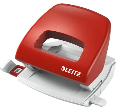 Immagine prodotto di LEITZ Nexxt 5038, capacità di perforazione: 16 fogli, rosso Base in metallo, base in plastica, con guida di arresto (5038-00-25)