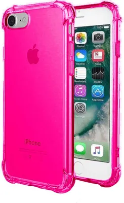 Produktbild von Smartphonica iPhone 7/8 transparente  stoßfeste Silikonhülle mit Bumper - Neon Pink