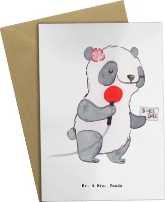 Produktbild von Mr. & Mrs. Panda babykarte Pressesprecherin Herz - Weiß - Geschenk, einladungskarten, dankeskarten, osterkarte, Grußkarten, hochzeitskarten, weihnachtskarten