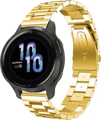 Produktbild von Strap-it Stahlarmband - Kompatibel mit Garmin Venu 2s Armband 40mm - Gliederarmband Hochwertiger EdelstahlFaltschließe für Armband Gold 18mm Smartwatch