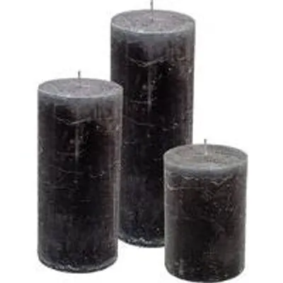 Productafbeelding van Cactula Stumpenkaarsen-set – Donkergrijs – 3 stuks