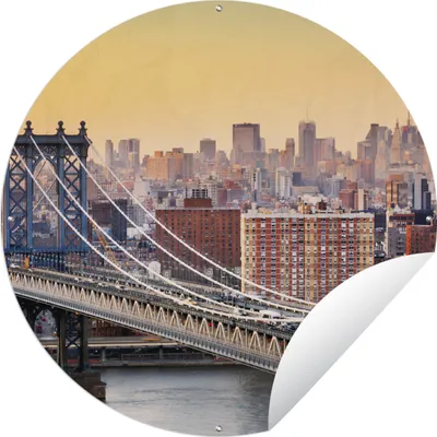 Produktbild von MuchoWow® Gartenposter Outdoor-Poster Rund Skyline von New York City am Abend Ø 150 cm Gartendeko Rundes Poster draußen
