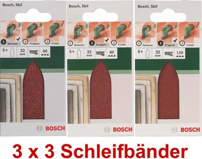 Produktbild von Bosch 3 x Schleifblatt 5 Stück, 32 mm, Körnung  60 / 80 / 120 für Deltaschleifer