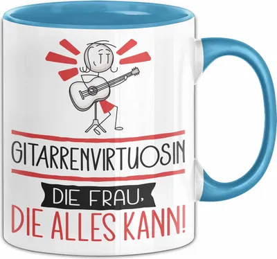 Produktbild von Gitarrenvirtuosin Geschenk Tasse Becher Die Frau Die Allen Kann Geschenkidee für eine Gitarrenvirtuosin Lustig (Blau)