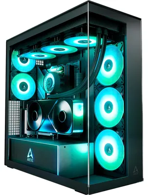 Obrázok produktu pre ARCTIC Xtender VG Black (Clear Glass), PC, Čierna, Priehľadná, EATX, ATX, micro ATX, Mini-ITX, Temperované sklo, Sieťovina, Multi, 17,1 cm
