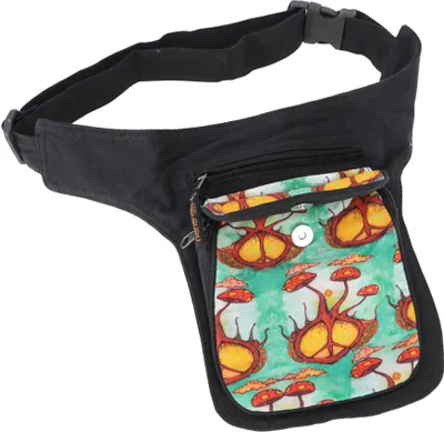 Produktbild von Retro Festival Sidebag, Nepal Gürteltasche mit Psychedelic Print - Peace, Uni - Erwachsene, Mehrfarbig, Baumwolle, 25*15*5 cm, Festival- Bauchtasche Hippie