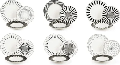 Image de Excelsa Set de vaisselle 18 pièces Alice Porcelaine Blanc Et Noir