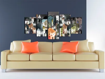 Produktbild von Akustikbild Abstrakt 200x100 cm Bilder Akustikschaum Hochleistungsschallabsorber Schallschutz Leinwand 5 tlg Wandbild Raumakustik Schalldämmung 0102-1