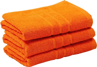 A stack of three orange towels.