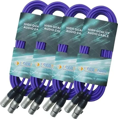 Produktbild von keepdrum Mikrofonkabel XLR 3-polig 10m Lila 4 Stück