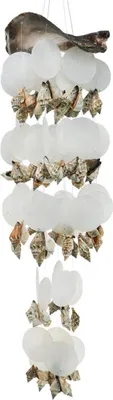Produktbild von Capiz Windspiel Hängedeko Muscheln Perlmutt Ø17cm, Maritimes Mobile, Deko für Balkon & Garten