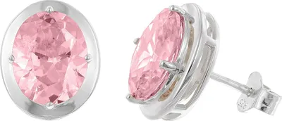 trendor 21340-09 Damen-Ohrringe 925 Silber Ohrstecker Zirkonia Pink 1