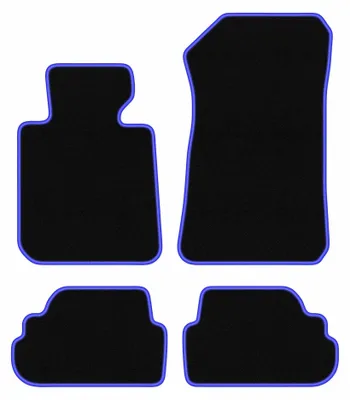 Produktbild von Velours-Fußmatten für BMW 1 E81 2004-2011 (Schrägheck) – 4-tlg, Schwarz/Blau, passgenau – Wielganizator CARLUX