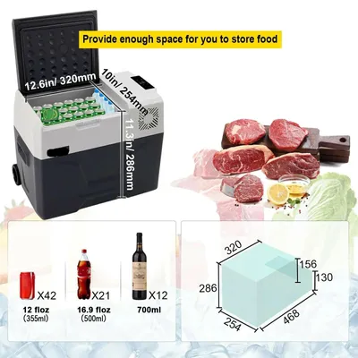 Obrázok produktu pre Automobilová chladnička – chladiaca taška – mini chladnička – prenosná – 30 litrov – 32 kvart – 12V/24V/220V – s kompresorom – mini chladnička