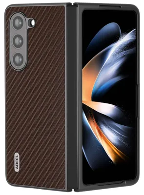 Produktbild von Für Samsung Galaxy Z Fold5 5G Carbon Textur Handy Schutz Hülle Cover Dunkelbraun