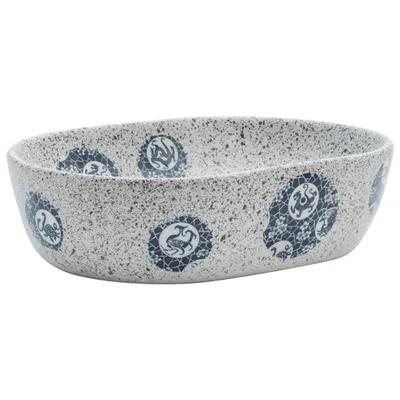 Zdjęcie produktu dla vidaXL Umywalka nablatowa szaro-niebieska owalna 47x33x13 cm ceramiczna