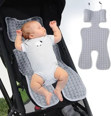 Produktbild von Kühlmatte Kinderwagen Babyschale Hitzeschutz Kindersitz Kühlung Auto, Autositz Kühlpad für Babys, Sommer Atmungsaktive Sitzeinlage für Kinderwagen, Kühlt Schützt den Sitzbezug vor Flecken (Grau)