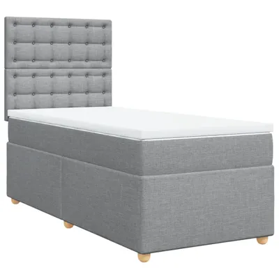 Produktbild von Boxspringbett mit Matratze Hellgrau 90x200 cm Stoff