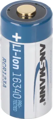 Produktbild von Ansmann 16340, RCR123, CR123A Li-Ion Akku mit USB-C Ladebuchse, 3,6V 850mAh min. 800mAh, mit Schutzschaltung